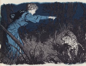 Mary Kingsley Defying a Leopard by English School
